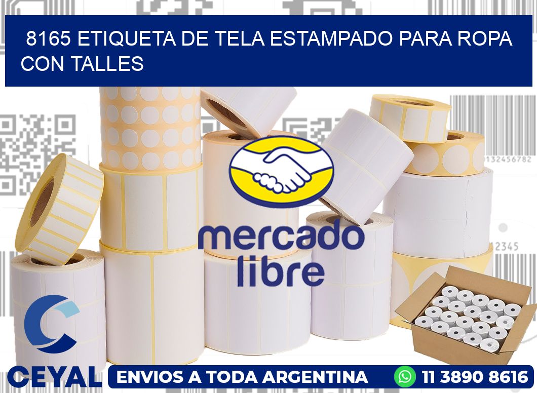 8165 ETIQUETA DE TELA ESTAMPADO PARA ROPA CON TALLES