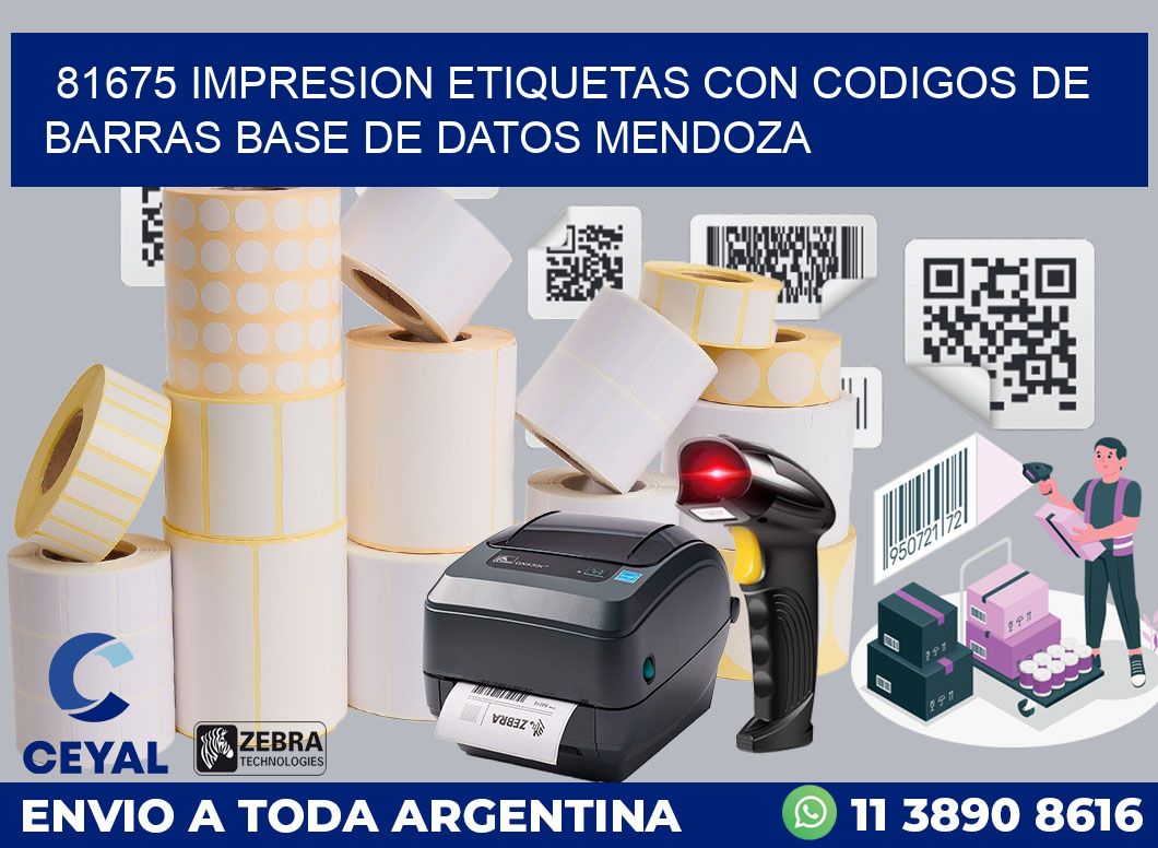 81675 IMPRESION ETIQUETAS CON CODIGOS DE BARRAS BASE DE DATOS MENDOZA