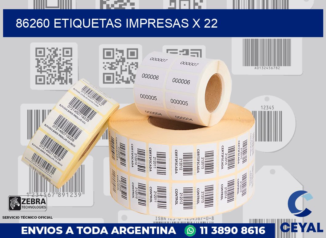 86260 Etiquetas impresas x 22