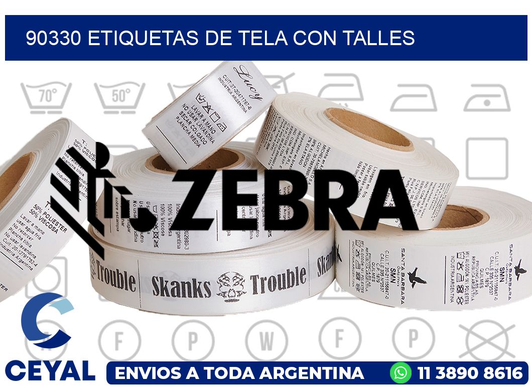 90330 ETIQUETAS DE TELA CON TALLES