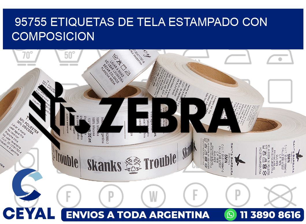 95755 ETIQUETAS DE TELA ESTAMPADO CON COMPOSICION