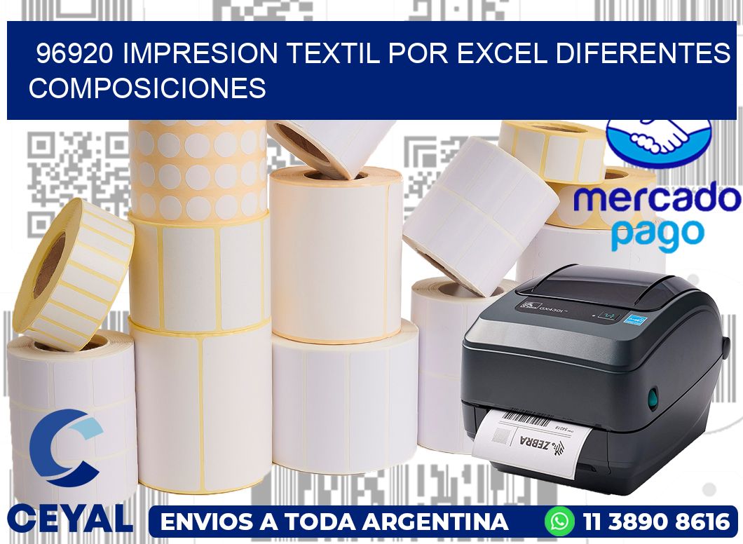 96920 IMPRESION TEXTIL POR EXCEL DIFERENTES COMPOSICIONES