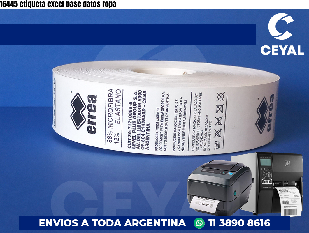 16445 etiqueta excel base datos ropa
