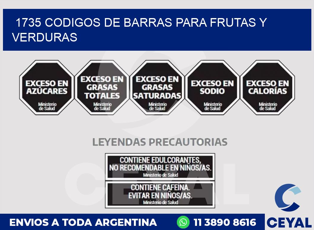 1735 CODIGOS DE BARRAS PARA FRUTAS Y VERDURAS