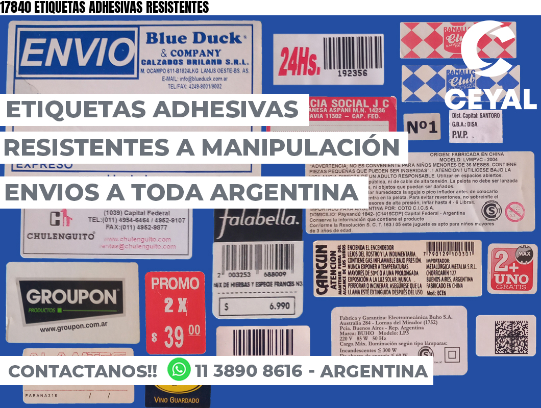 17840 ETIQUETAS ADHESIVAS RESISTENTES
