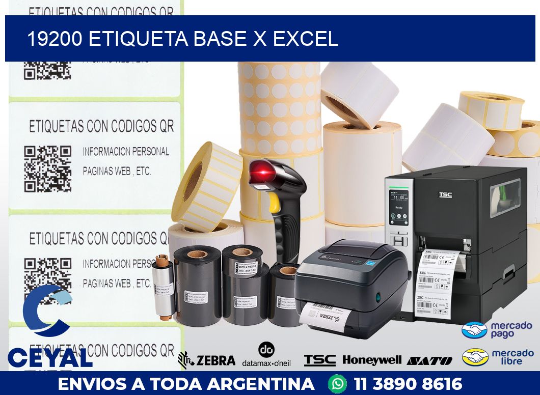 19200 etiqueta base x excel