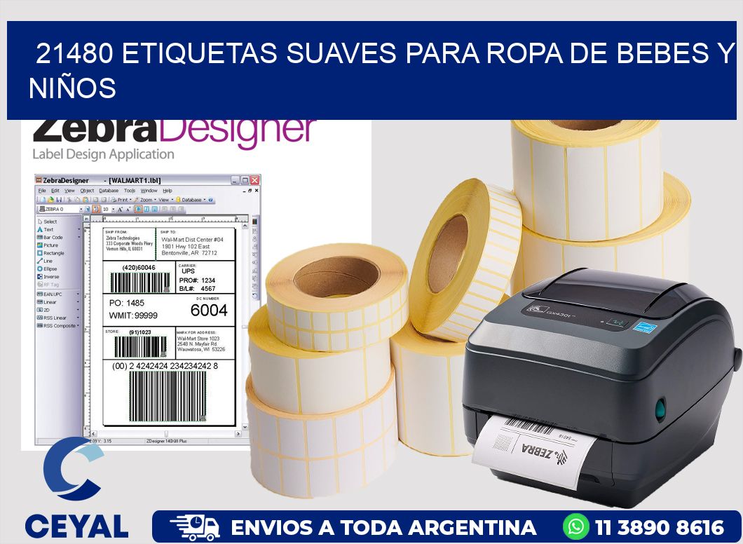 21480 ETIQUETAS SUAVES PARA ROPA DE BEBES Y NIÑOS