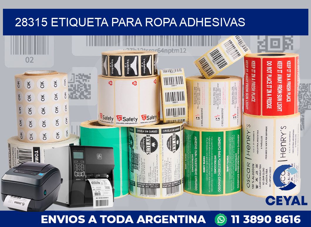 28315 ETIQUETA PARA ROPA ADHESIVAS