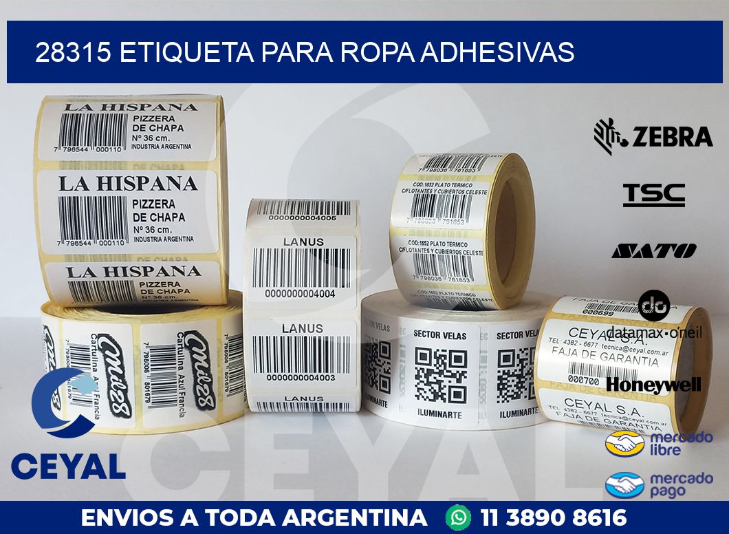 28315 ETIQUETA PARA ROPA ADHESIVAS