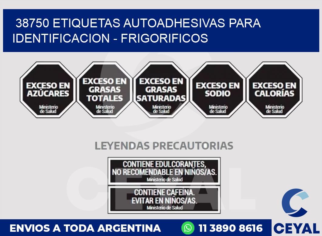 38750 ETIQUETAS AUTOADHESIVAS PARA IDENTIFICACION - FRIGORIFICOS