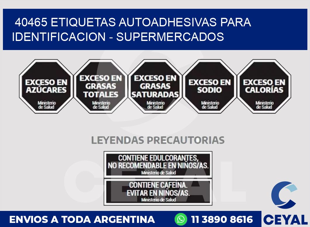 40465 ETIQUETAS AUTOADHESIVAS PARA IDENTIFICACION - SUPERMERCADOS