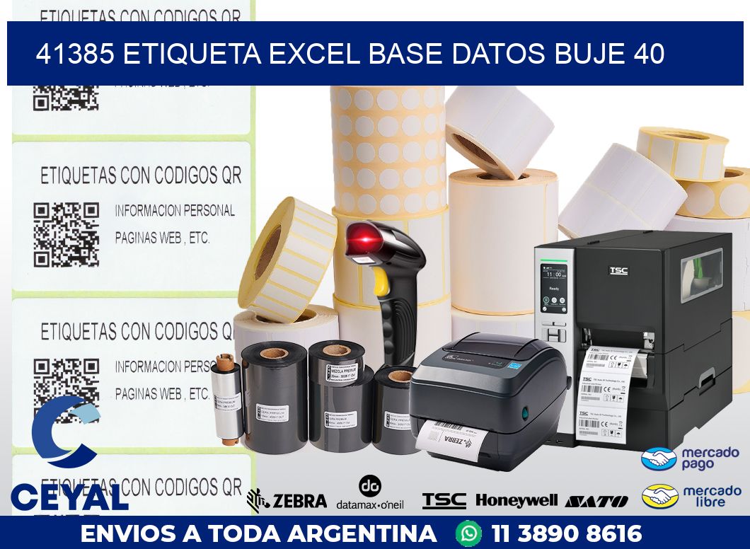 41385 etiqueta excel base datos buje 40