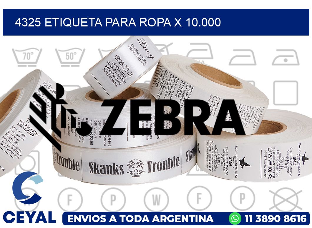 4325 ETIQUETA PARA ROPA X 10.000