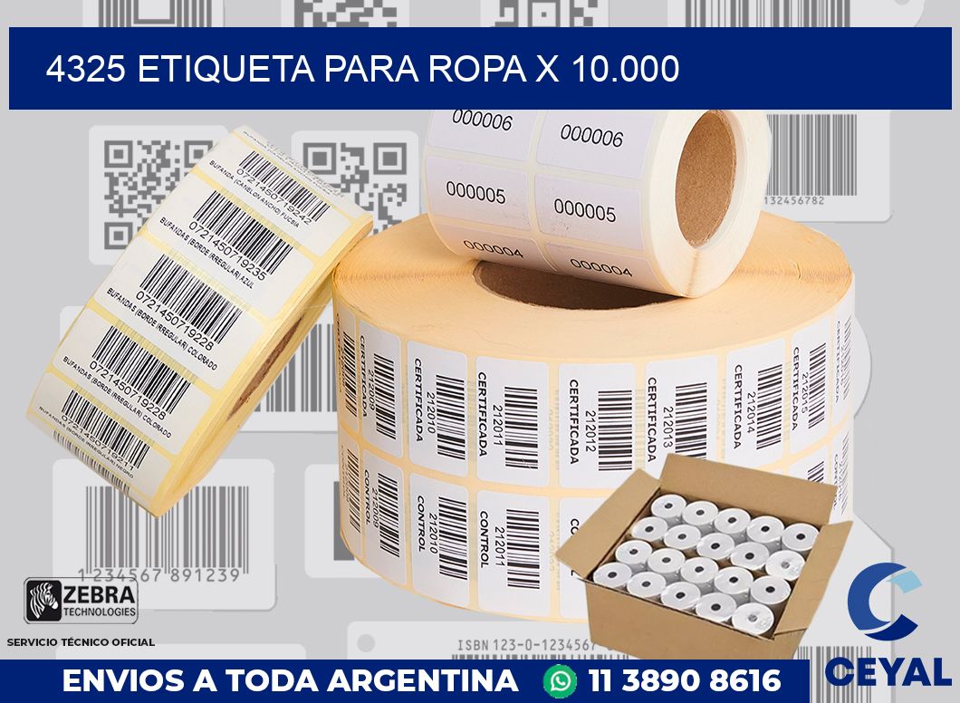 4325 ETIQUETA PARA ROPA X 10.000