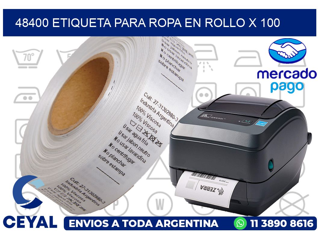 48400 ETIQUETA PARA ROPA EN ROLLO X 100