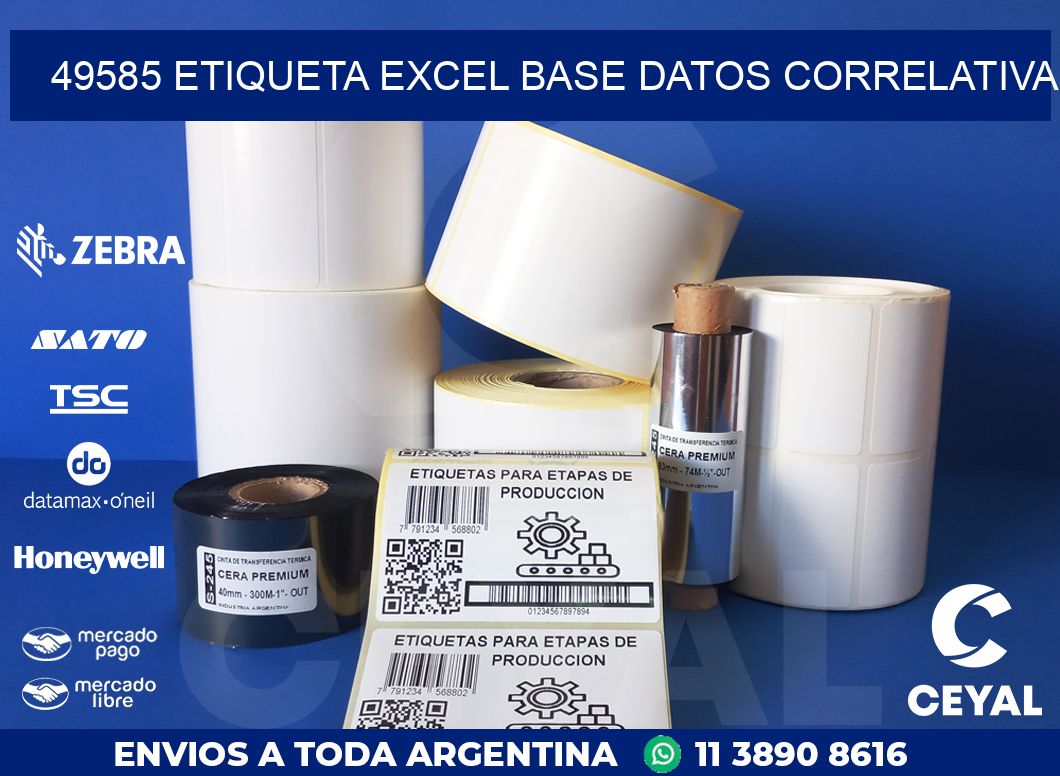 49585 etiqueta excel base datos correlativa