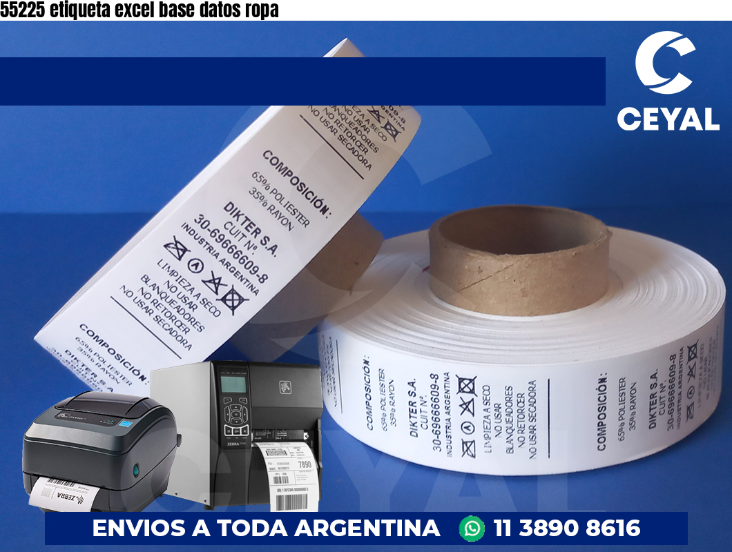 55225 etiqueta excel base datos ropa