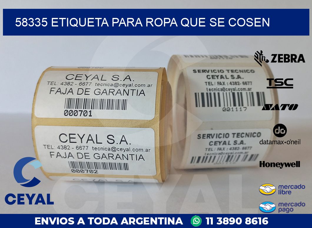 58335 ETIQUETA PARA ROPA QUE SE COSEN