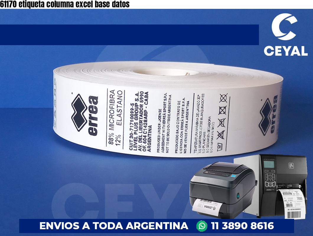 61170 etiqueta columna excel base datos