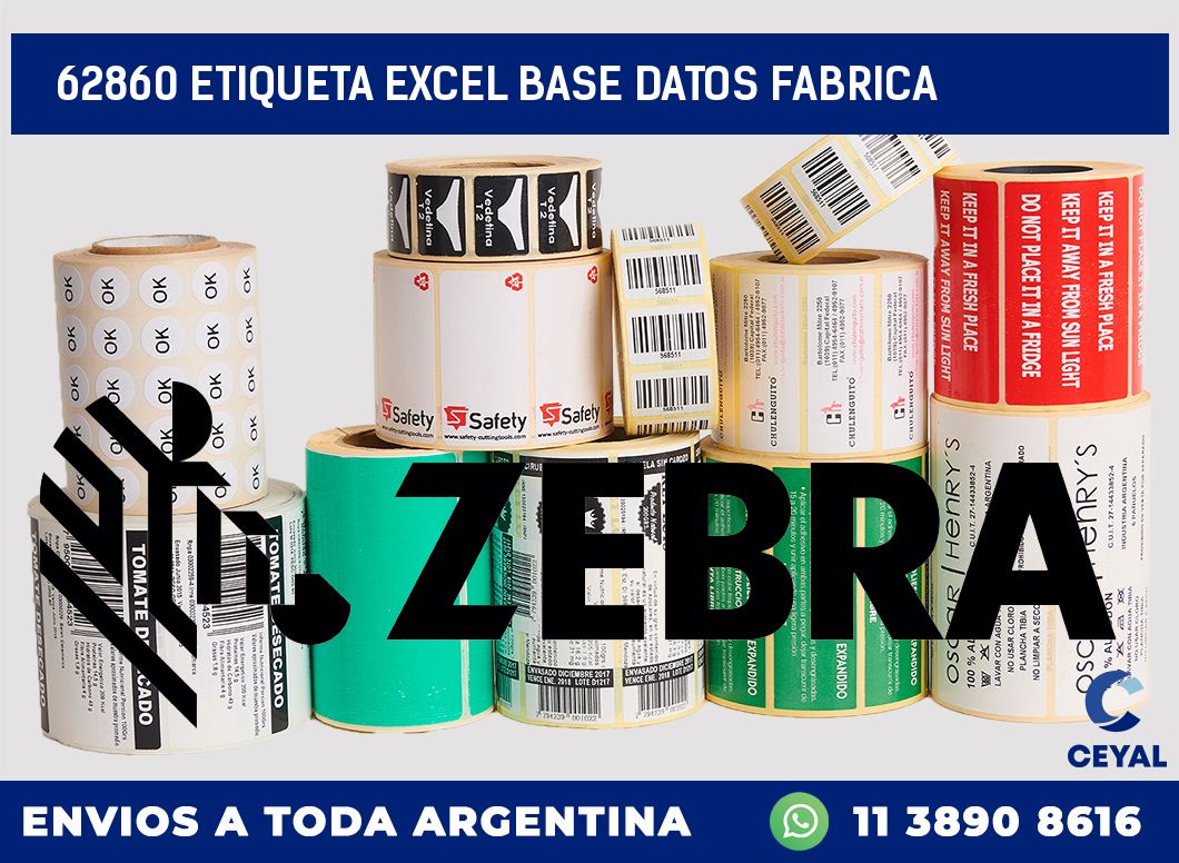 62860 etiqueta excel base datos fabrica