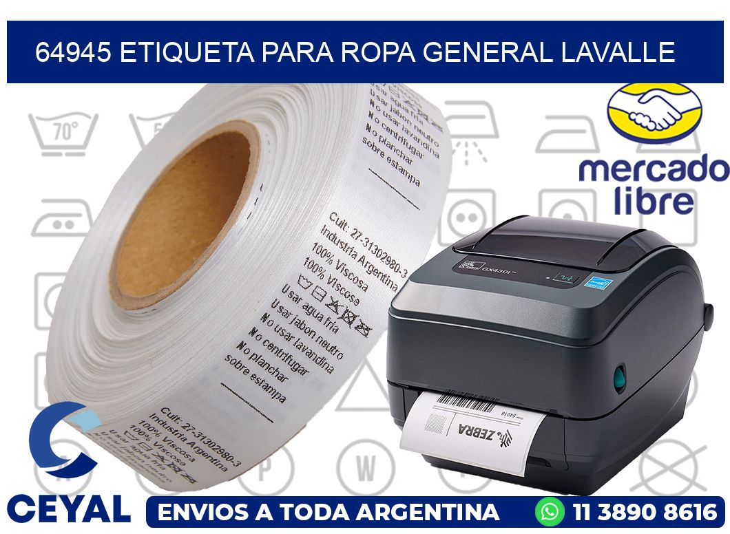 64945 ETIQUETA PARA ROPA GENERAL LAVALLE