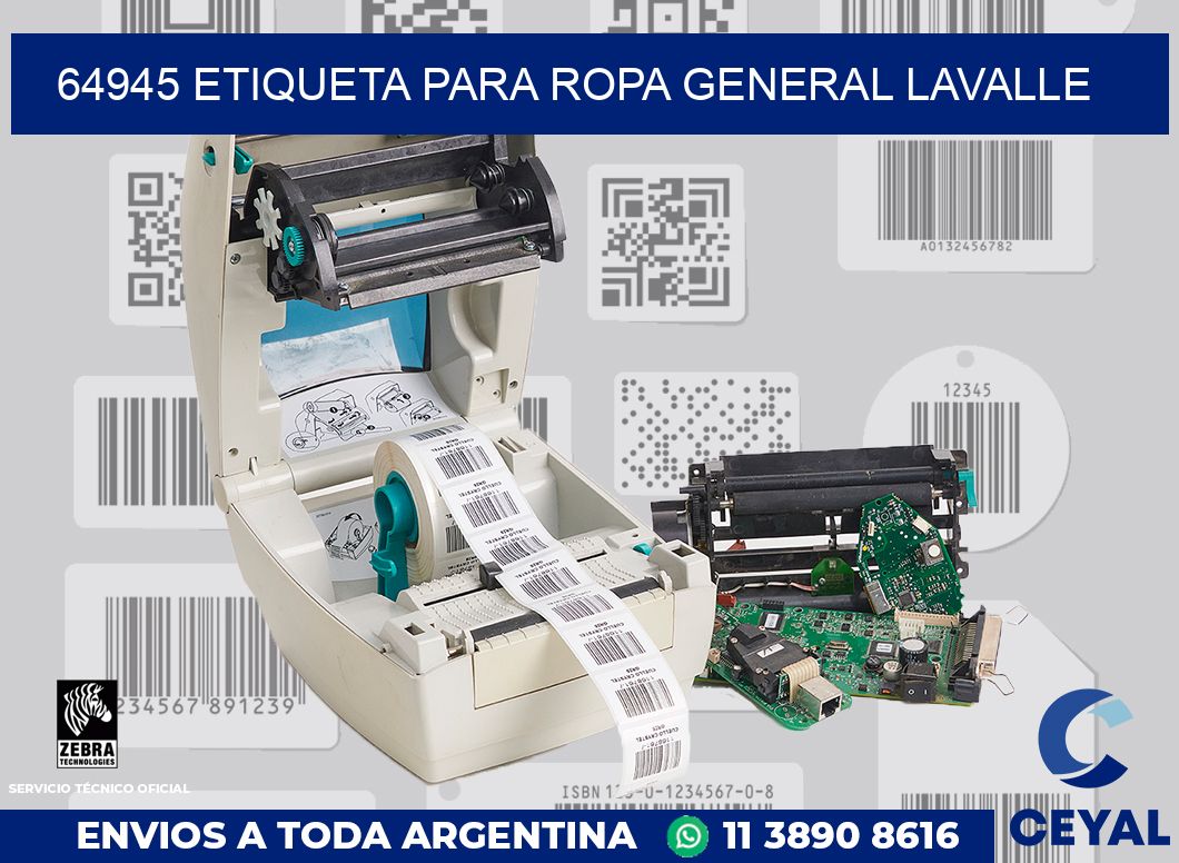 64945 ETIQUETA PARA ROPA GENERAL LAVALLE