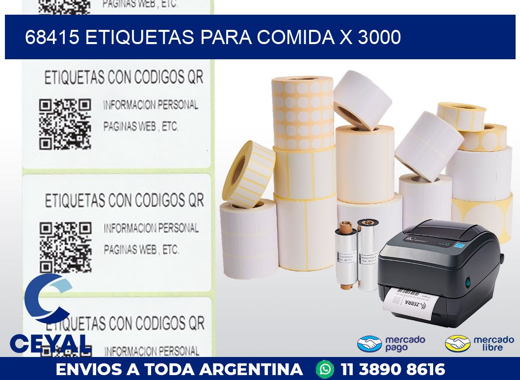 68415 ETIQUETAS PARA COMIDA x 3000