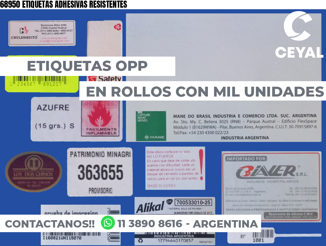 68950 ETIQUETAS ADHESIVAS RESISTENTES