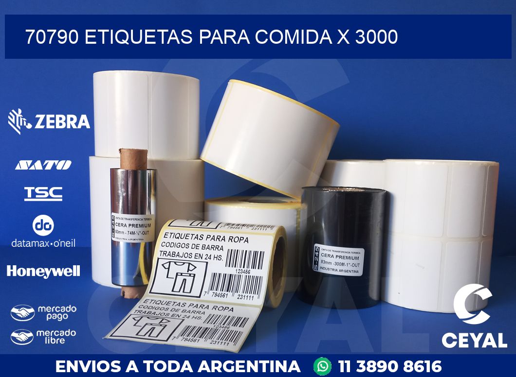 70790 ETIQUETAS PARA COMIDA x 3000