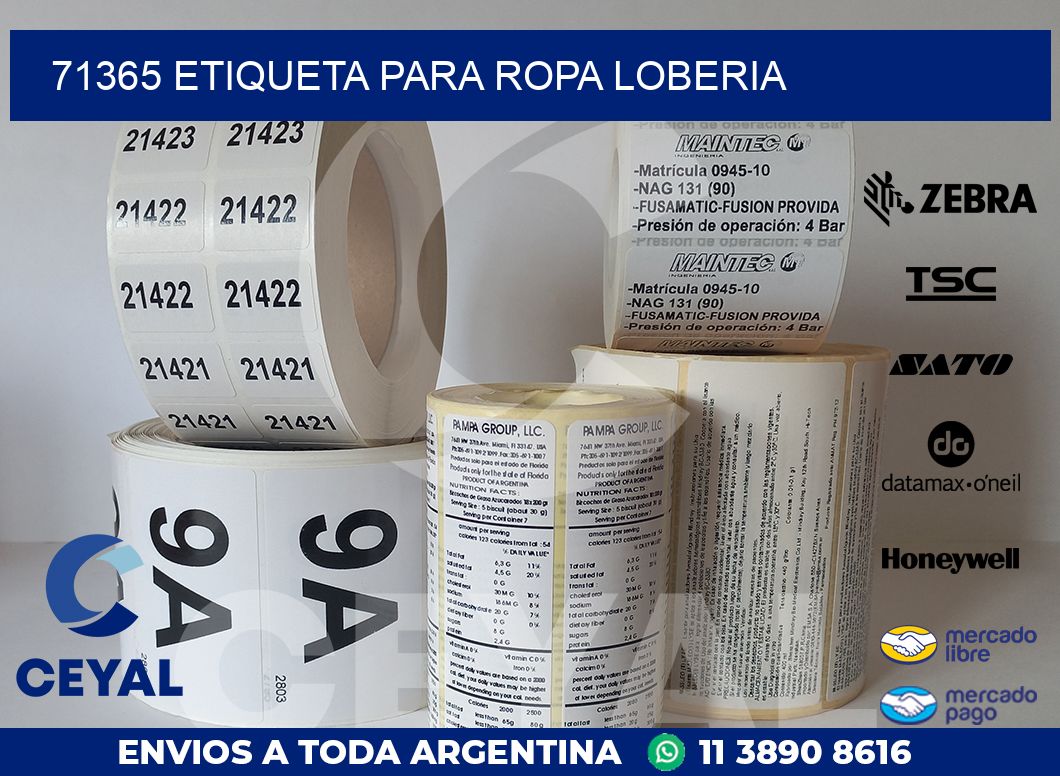 71365 ETIQUETA PARA ROPA LOBERIA