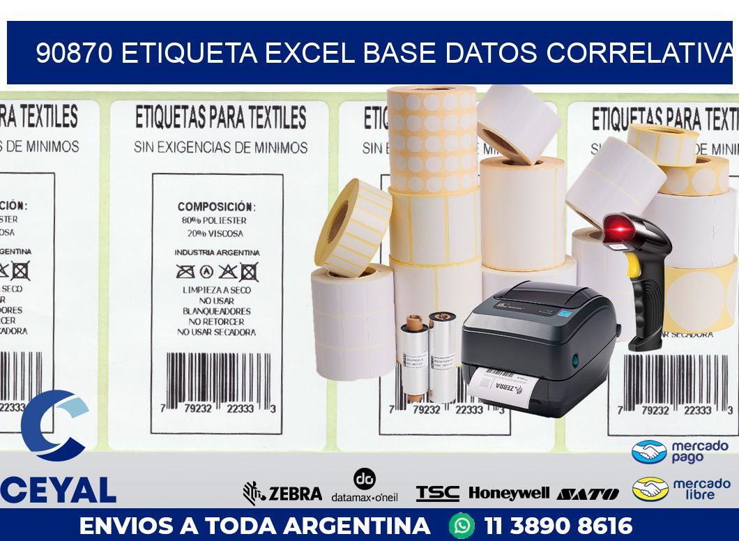 90870 etiqueta excel base datos correlativa