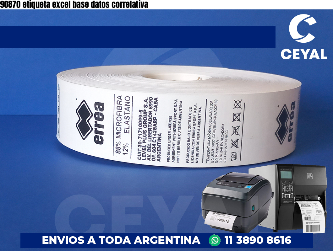 90870 etiqueta excel base datos correlativa
