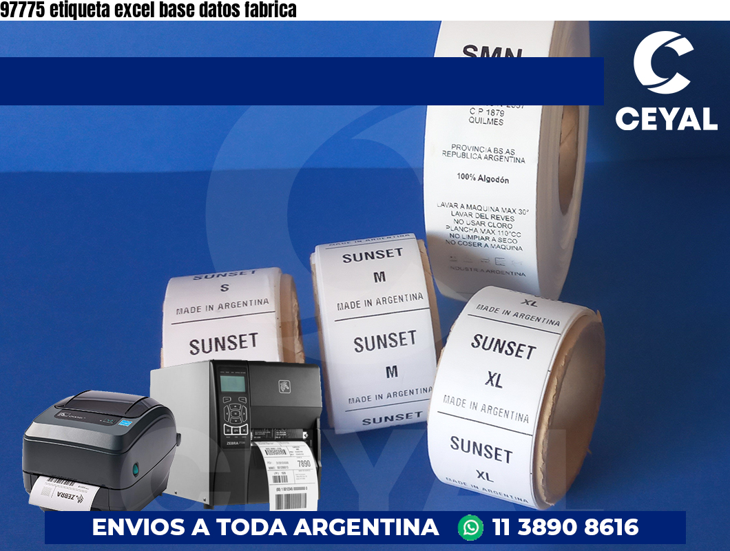 97775 etiqueta excel base datos fabrica