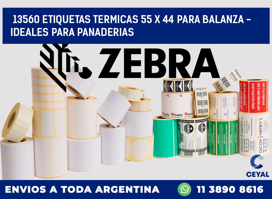 13560 ETIQUETAS TERMICAS 55 X 44 PARA BALANZA - IDEALES PARA PANADERIAS