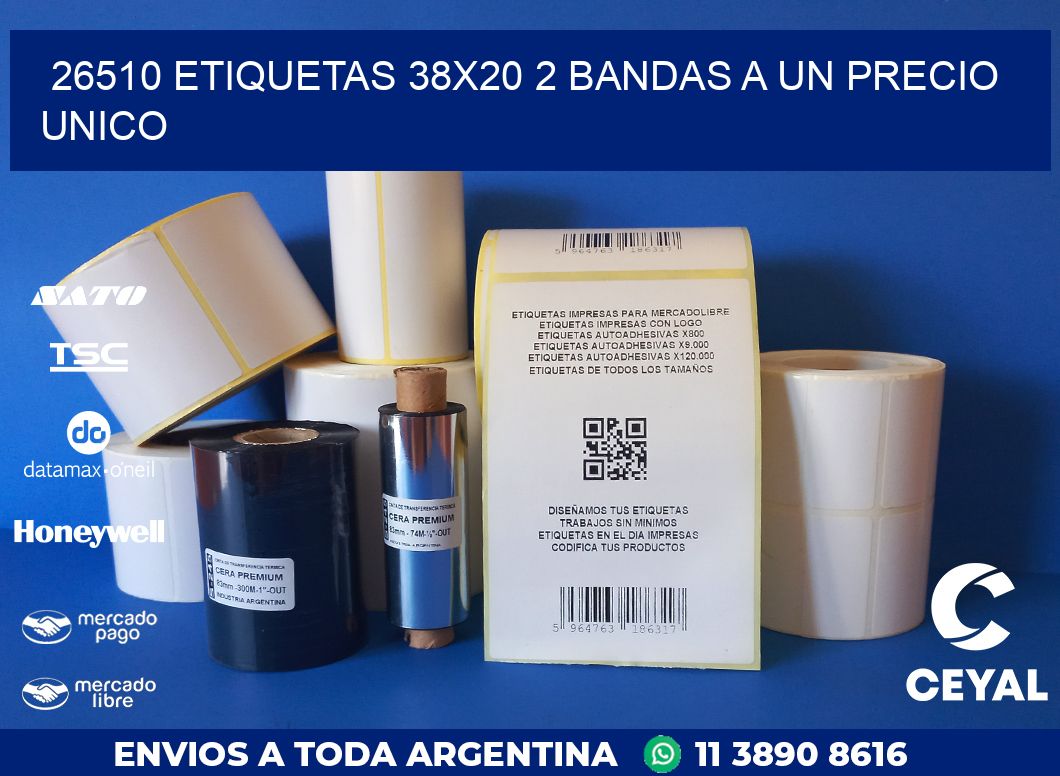 26510 ETIQUETAS 38X20 2 BANDAS A UN PRECIO UNICO