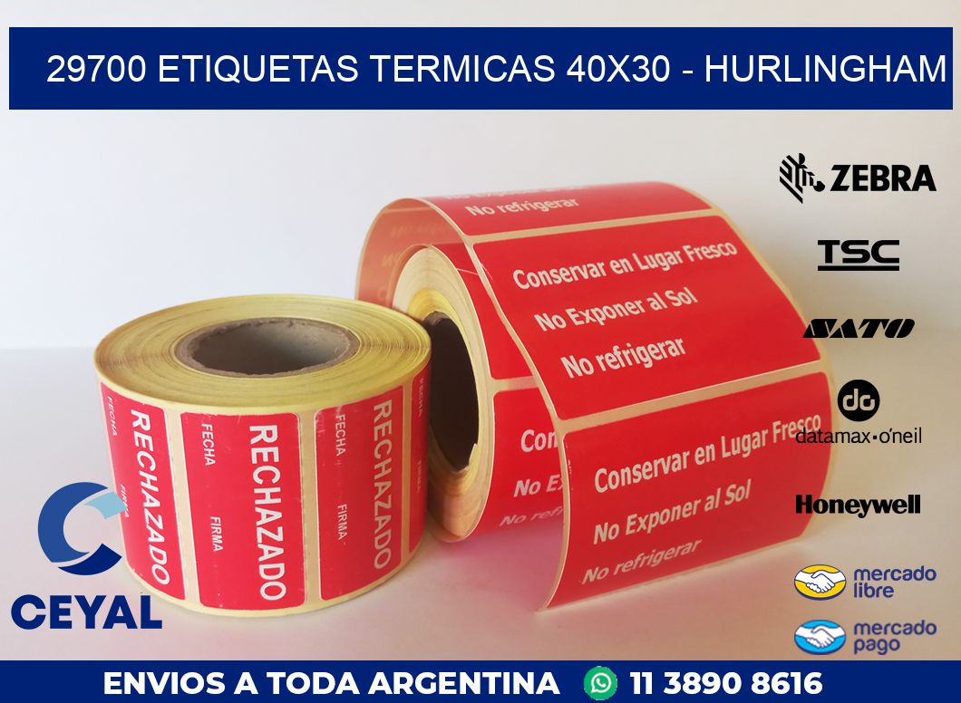 29700 ETIQUETAS TERMICAS 40X30 - HURLINGHAM