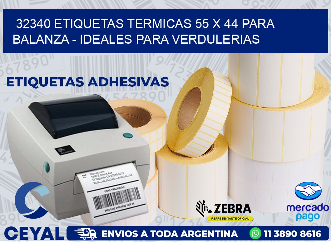 32340 ETIQUETAS TERMICAS 55 X 44 PARA BALANZA - IDEALES PARA VERDULERIAS