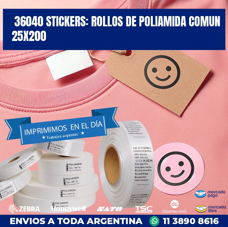 36040 STICKERS: ROLLOS DE POLIAMIDA COMUN 25X200