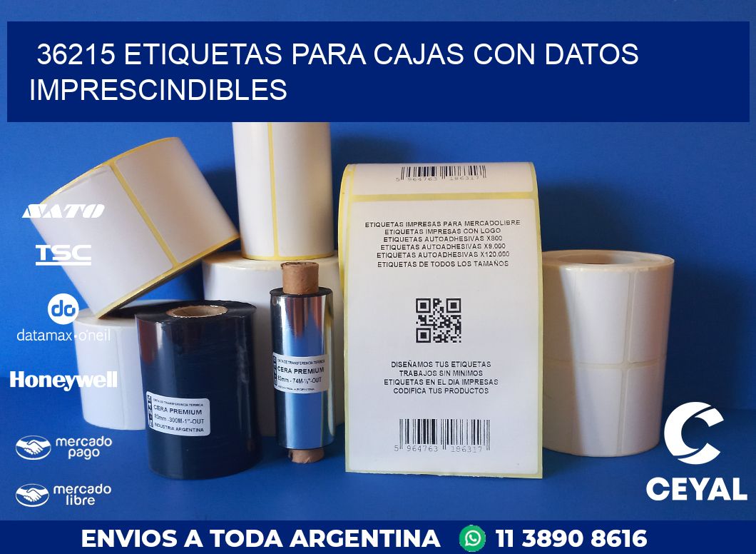 36215 ETIQUETAS PARA CAJAS CON DATOS IMPRESCINDIBLES