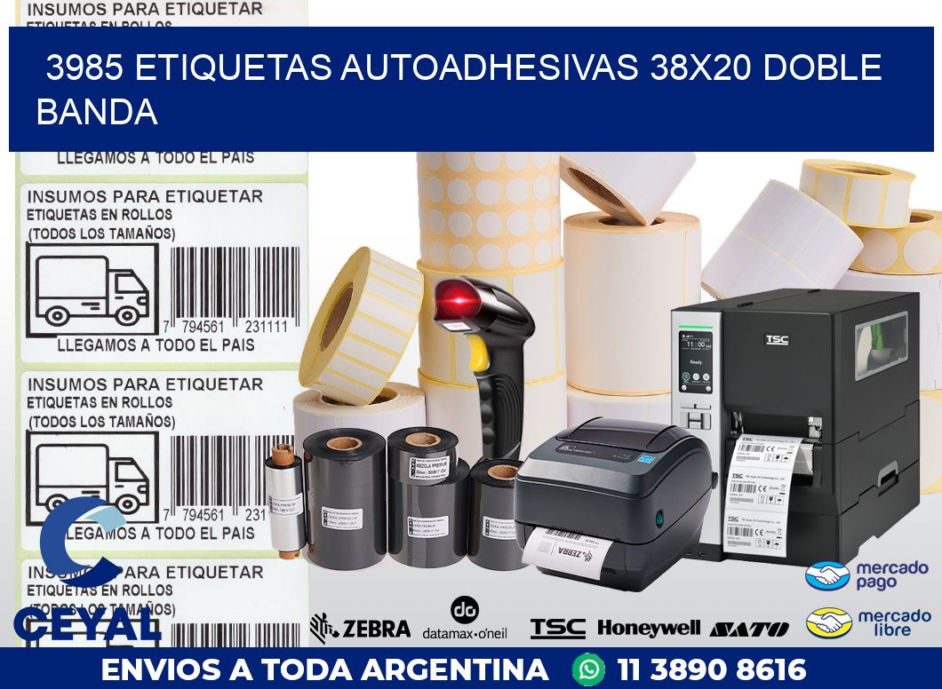 3985 ETIQUETAS AUTOADHESIVAS 38X20 DOBLE BANDA