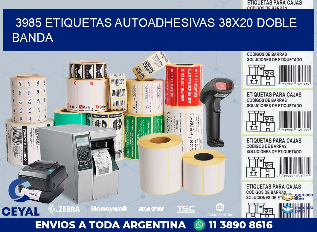 3985 ETIQUETAS AUTOADHESIVAS 38X20 DOBLE BANDA