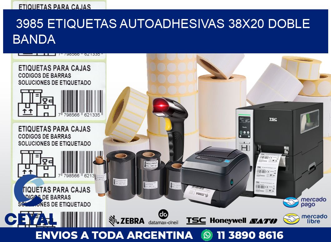 3985 ETIQUETAS AUTOADHESIVAS 38X20 DOBLE BANDA