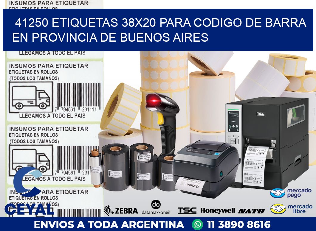 41250 ETIQUETAS 38X20 PARA CODIGO DE BARRA EN PROVINCIA DE BUENOS AIRES