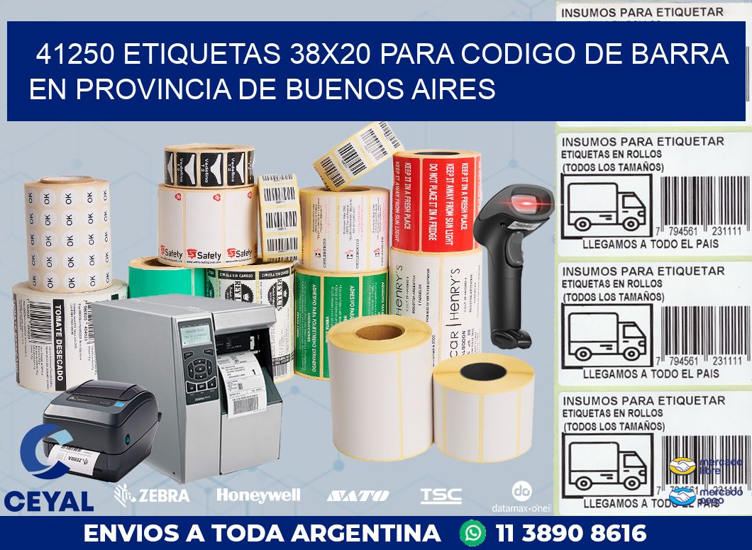 41250 ETIQUETAS 38X20 PARA CODIGO DE BARRA EN PROVINCIA DE BUENOS AIRES