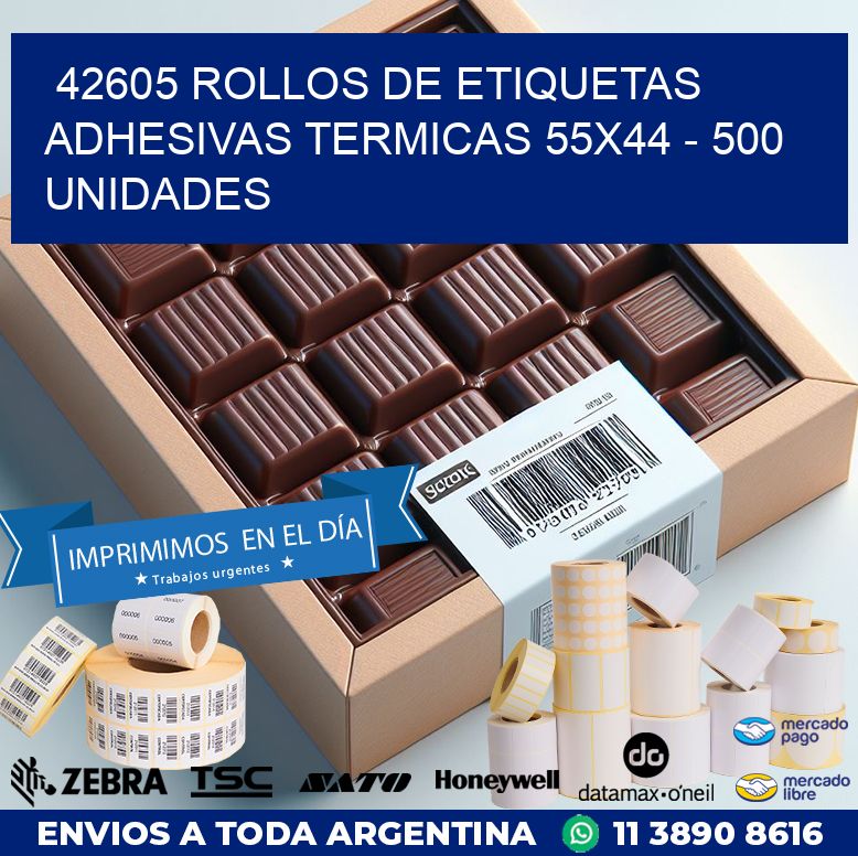 42605 ROLLOS DE ETIQUETAS ADHESIVAS TERMICAS 55X44 – 500 UNIDADES