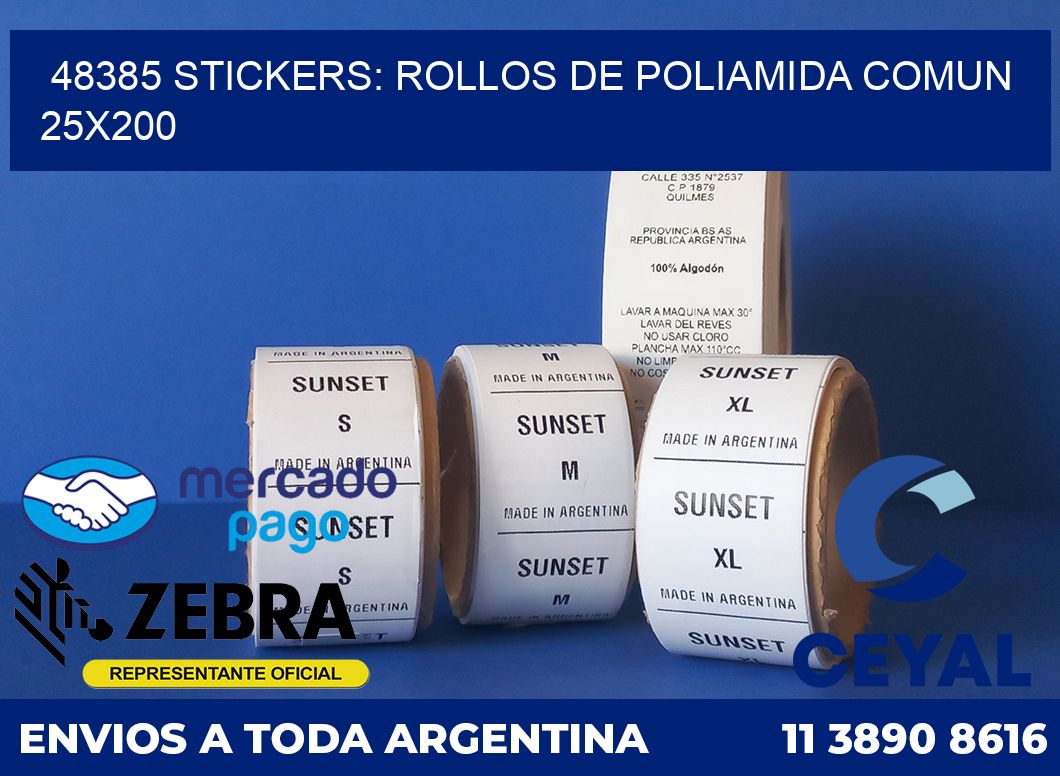 48385 STICKERS: ROLLOS DE POLIAMIDA COMUN 25X200