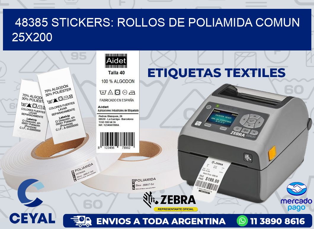 48385 STICKERS: ROLLOS DE POLIAMIDA COMUN 25X200