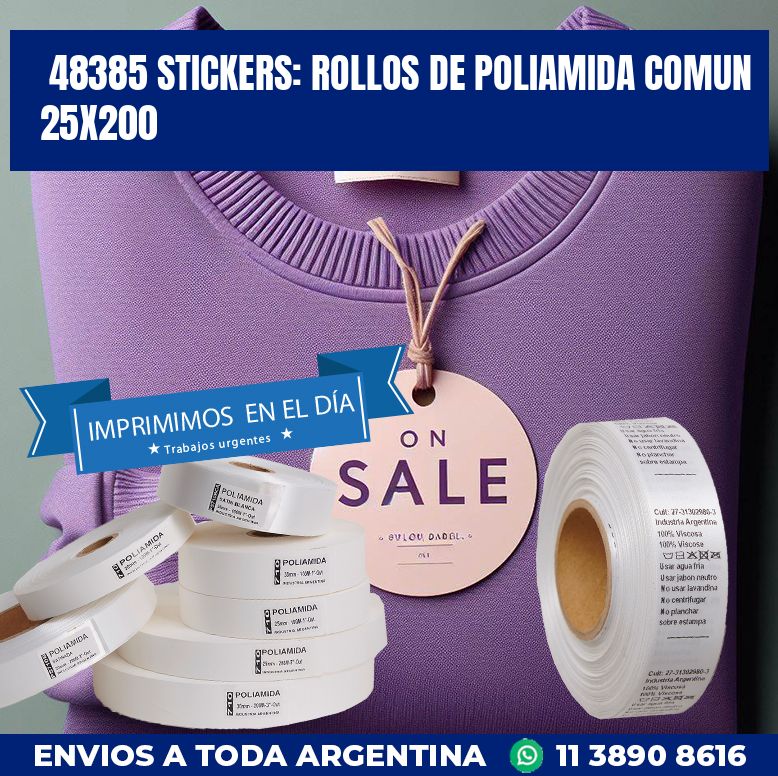 48385 STICKERS: ROLLOS DE POLIAMIDA COMUN 25X200