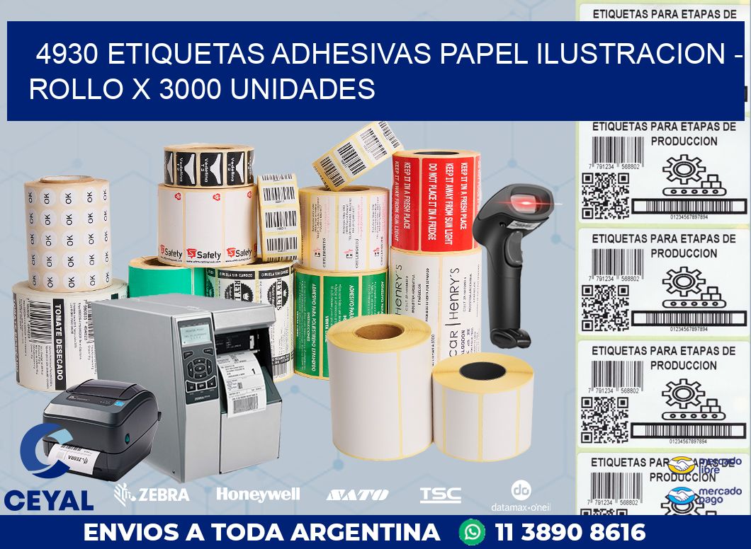 4930 ETIQUETAS ADHESIVAS PAPEL ILUSTRACION - ROLLO X 3000 UNIDADES
