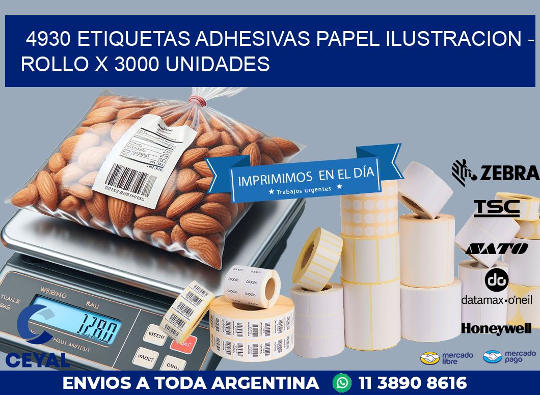 4930 ETIQUETAS ADHESIVAS PAPEL ILUSTRACION – ROLLO X 3000 UNIDADES